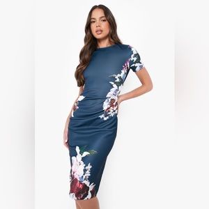 Floral Midi BodyCon Dress US 4 (Small)